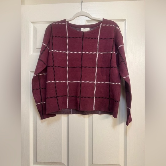 Cynthia Rowley Sweaters - Cynthia Rowley Pullover Maroon Checkered Sweater